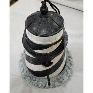 Vintage resin lighthouse birdhouse hand painted